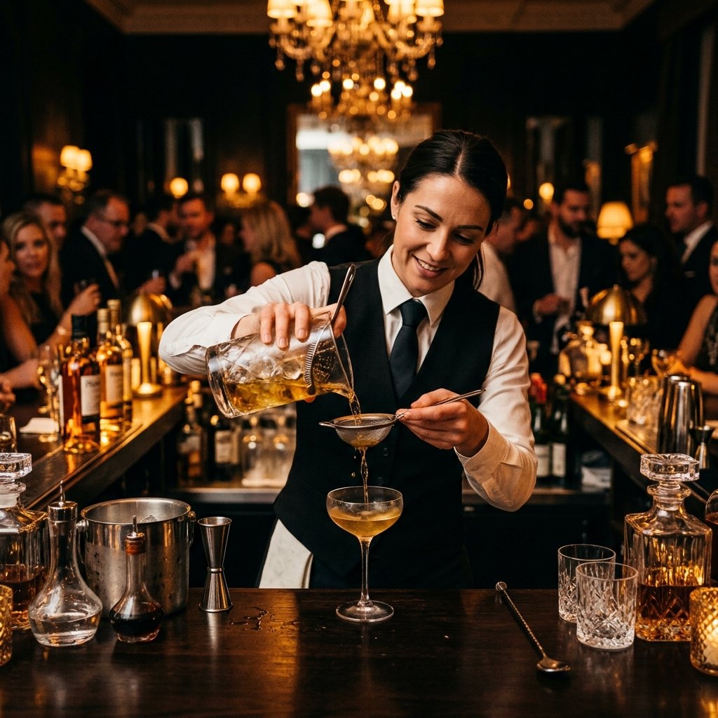 Bartender profissional em ação